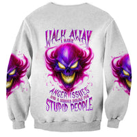 Flame Skull Sweatshirt Walk Away I Have Anger Issues And Dislike For Stupod People - Wonder Print Shop