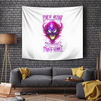 Flame Skull Tapestry Walk Away I Have Anger Issues And Dislike For Stupod People - Wonder Print Shop