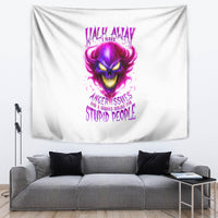 Flame Skull Tapestry Walk Away I Have Anger Issues And Dislike For Stupod People - Wonder Print Shop