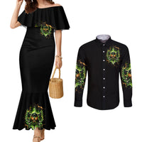 Doule Skull Couples Matching Mermaid Dress and Long Sleeve Button Shirt Angel To Some Demon To Most