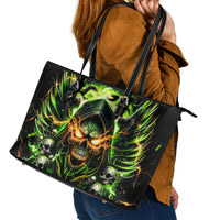 Doule Skull Leather Tote Bag Angel To Some Demon To Most - Wonder Print Shop