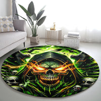 Doule Skull Round Carpet Angel To Some Demon To Most