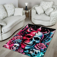 Couple Skull Area Rug She Was And Angel Craving Chaos Demon Seeking Peace - Wonder Print Shop