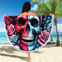 Couple Skull Beach Blanket She Was And Angel Craving Chaos Demon Seeking Peace - Wonder Print Shop