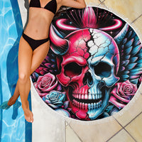 Couple Skull Beach Blanket She Was And Angel Craving Chaos Demon Seeking Peace - Wonder Print Shop