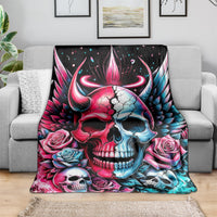 Couple Skull Blanket She Was And Angel Craving Chaos Demon Seeking Peace