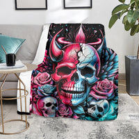 Couple Skull Blanket She Was And Angel Craving Chaos Demon Seeking Peace