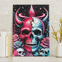 Couple Skull Canvas Wall Art She Was And Angel Craving Chaos Demon Seeking Peace - Wonder Print Shop
