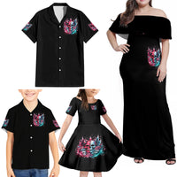 Couple Skull Family Matching Off Shoulder Maxi Dress and Hawaiian Shirt She Was And Angel Craving Chaos Demon Seeking Peace - Wonder Print Shop