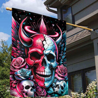 Couple Skull Garden Flag She Was And Angel Craving Chaos Demon Seeking Peace - Wonder Print Shop