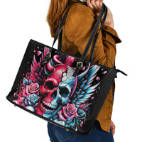 Couple Skull Leather Tote Bag She Was And Angel Craving Chaos Demon Seeking Peace - Wonder Print Shop