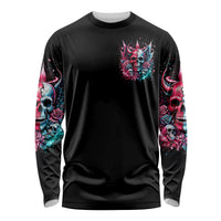 Couple Skull Long Sleeve Shirt She Was And Angel Craving Chaos Demon Seeking Peace - Wonder Print Shop