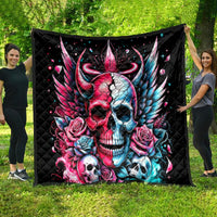 Couple Skull Quilt She Was And Angel Craving Chaos Demon Seeking Peace - Wonder Print Shop