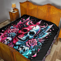 Couple Skull Quilt She Was And Angel Craving Chaos Demon Seeking Peace - Wonder Print Shop
