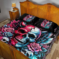Couple Skull Quilt Bed Set She Was And Angel Craving Chaos Demon Seeking Peace - Wonder Print Shop