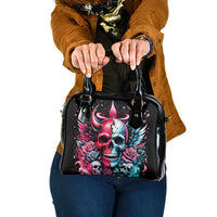 Couple Skull Shoulder Handbag She Was And Angel Craving Chaos Demon Seeking Peace