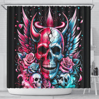Couple Skull Shower Curtain She Was And Angel Craving Chaos Demon Seeking Peace