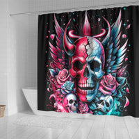 Couple Skull Shower Curtain She Was And Angel Craving Chaos Demon Seeking Peace