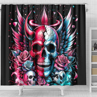 Couple Skull Shower Curtain She Was And Angel Craving Chaos Demon Seeking Peace