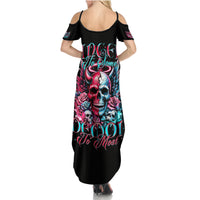 Couple Skull Summer Maxi Dress She Was And Angel Craving Chaos Demon Seeking Peace - Wonder Print Shop