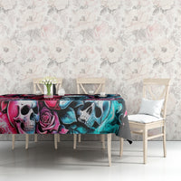 Couple Skull Tablecloth She Was And Angel Craving Chaos Demon Seeking Peace - Wonder Print Shop