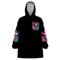Couple Skull Wearable Blanket Hoodie She Was And Angel Craving Chaos Demon Seeking Peace - Wonder Print Shop