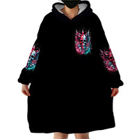 Couple Skull Wearable Blanket Hoodie She Was And Angel Craving Chaos Demon Seeking Peace - Wonder Print Shop