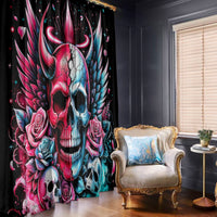 Couple Skull Window Curtain She Was And Angel Craving Chaos Demon Seeking Peace - Wonder Print Shop