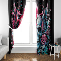 Couple Skull Window Curtain She Was And Angel Craving Chaos Demon Seeking Peace - Wonder Print Shop