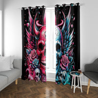 Couple Skull Window Curtain She Was And Angel Craving Chaos Demon Seeking Peace - Wonder Print Shop