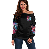 Flame Skull Off Shoulder Sweater I'm Not Anti Social I'm Just Not User Friendly - Wonder Print Shop