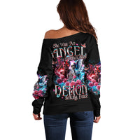 Flame Skull Off Shoulder Sweater I'm Not Anti Social I'm Just Not User Friendly - Wonder Print Shop