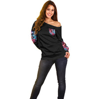 Flame Skull Off Shoulder Sweater I'm Not Anti Social I'm Just Not User Friendly - Wonder Print Shop