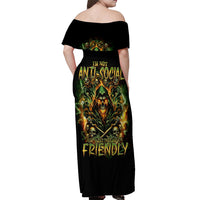 Rose Skull Off Shoulder Maxi Dress Don't Try Figure Me out - Wonder Print Shop