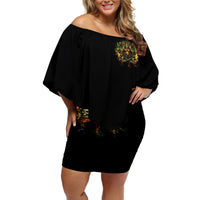 Rose Skull Off Shoulder Short Dress Don't Try Figure Me out - Wonder Print Shop