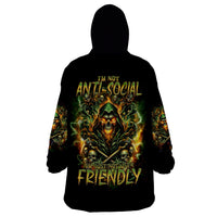 Rose Skull Wearable Blanket Hoodie Don't Try Figure Me out - Wonder Print Shop