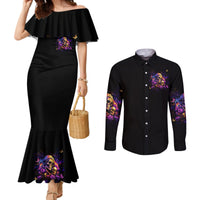 Irish Skull Couples Matching Mermaid Dress and Long Sleeve Button Shirt Good Girl Drinve Wine, Badass Girl Chug Beer