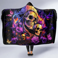 Irish Skull Hooded Blanket Good Girl Drinve Wine, Badass Girl Chug Beer