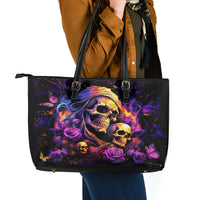 Irish Skull Leather Tote Bag Good Girl Drinve Wine, Badass Girl Chug Beer - Wonder Print Shop