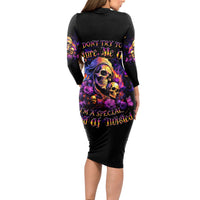 Irish Skull Long Sleeve Bodycon Dress Good Girl Drinve Wine, Badass Girl Chug Beer - Wonder Print Shop