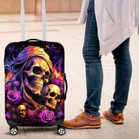 Irish Skull Luggage Cover Good Girl Drinve Wine, Badass Girl Chug Beer - Wonder Print Shop