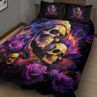 Irish Skull Quilt Bed Set Good Girl Drinve Wine, Badass Girl Chug Beer - Wonder Print Shop