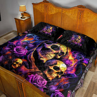 Irish Skull Quilt Bed Set Good Girl Drinve Wine, Badass Girl Chug Beer - Wonder Print Shop