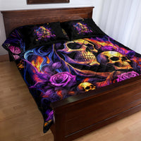 Irish Skull Quilt Bed Set Good Girl Drinve Wine, Badass Girl Chug Beer - Wonder Print Shop