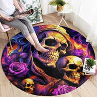 Irish Skull Round Carpet Good Girl Drinve Wine, Badass Girl Chug Beer