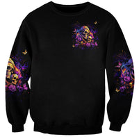 Irish Skull Sweatshirt Good Girl Drinve Wine, Badass Girl Chug Beer - Wonder Print Shop