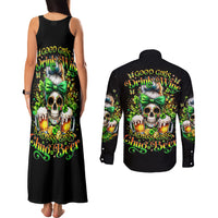 Rose Skull Couples Matching Tank Maxi Dress and Long Sleeve Button Shirt No Matter How Much I Try To Be Fucking Nice - Wonder Print Shop