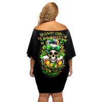 Rose Skull Off Shoulder Short Dress No Matter How Much I Try To Be Fucking Nice - Wonder Print Shop