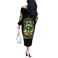 Rose Skull Off The Shoulder Long Sleeve Dress No Matter How Much I Try To Be Fucking Nice - Wonder Print Shop
