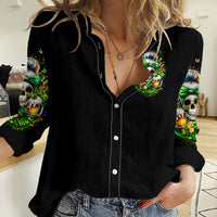 Rose Skull Women Casual Shirt No Matter How Much I Try To Be Fucking Nice - Wonder Print Shop